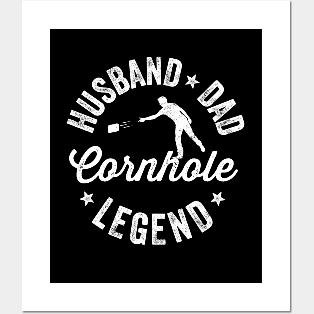 Cornhole Shirt Vintage Funny Husband Dad Cornhole Legend Wall Art by Happy Lime